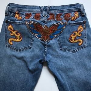 MISS ME Gatsby Peace Embroidered Blue Jeans JP4193